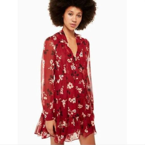 Kate Spade Camelia Chiffon Floral Mini Dress 10 - Picture 2 of 9